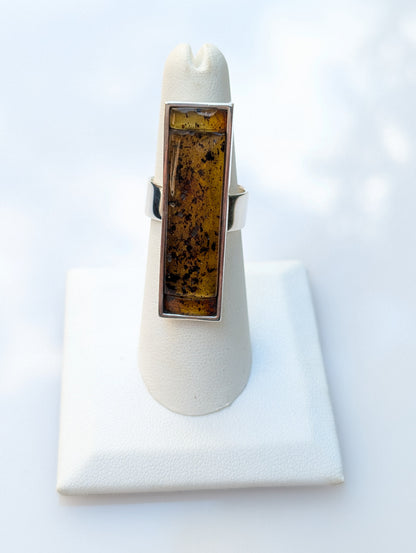 Forest Light Ring | Silver Baltic Amber Ring | Tears of the Sun Collection