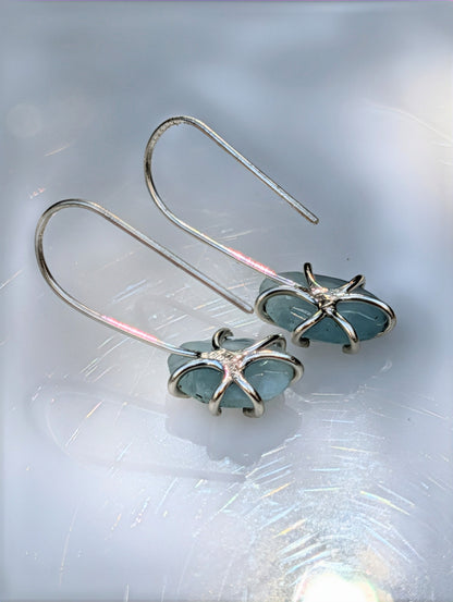 Tidal Grace Earrings – Aquamarine Beryl, Sterling Silver | Pair A