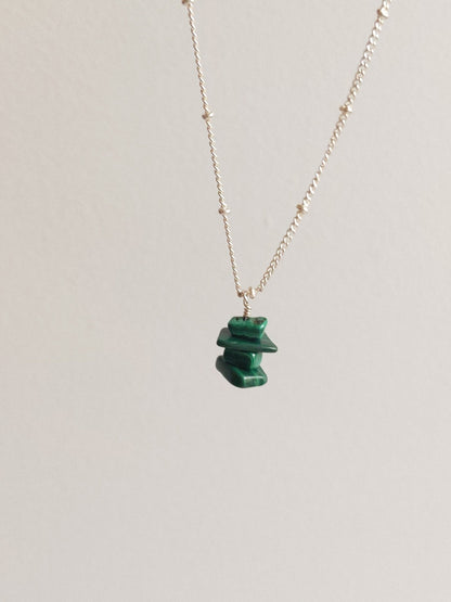 Malachite Inukshuk Necklace in Sterling Silver