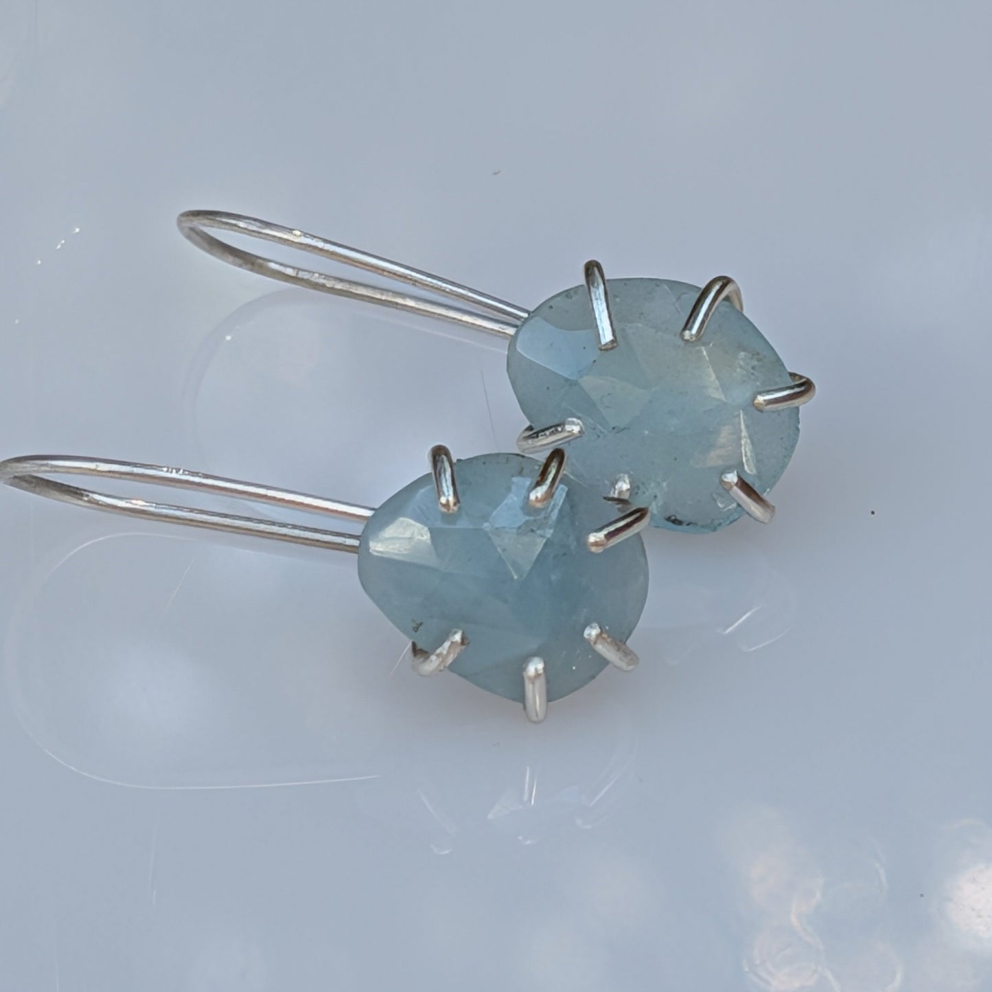 Tidal Grace Earrings – Aquamarine Beryl, Sterling Silver | Pair A