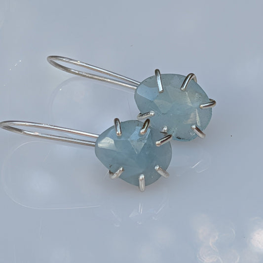 Tidal Grace Earrings – Aquamarine Beryl, Sterling Silver | Pair A