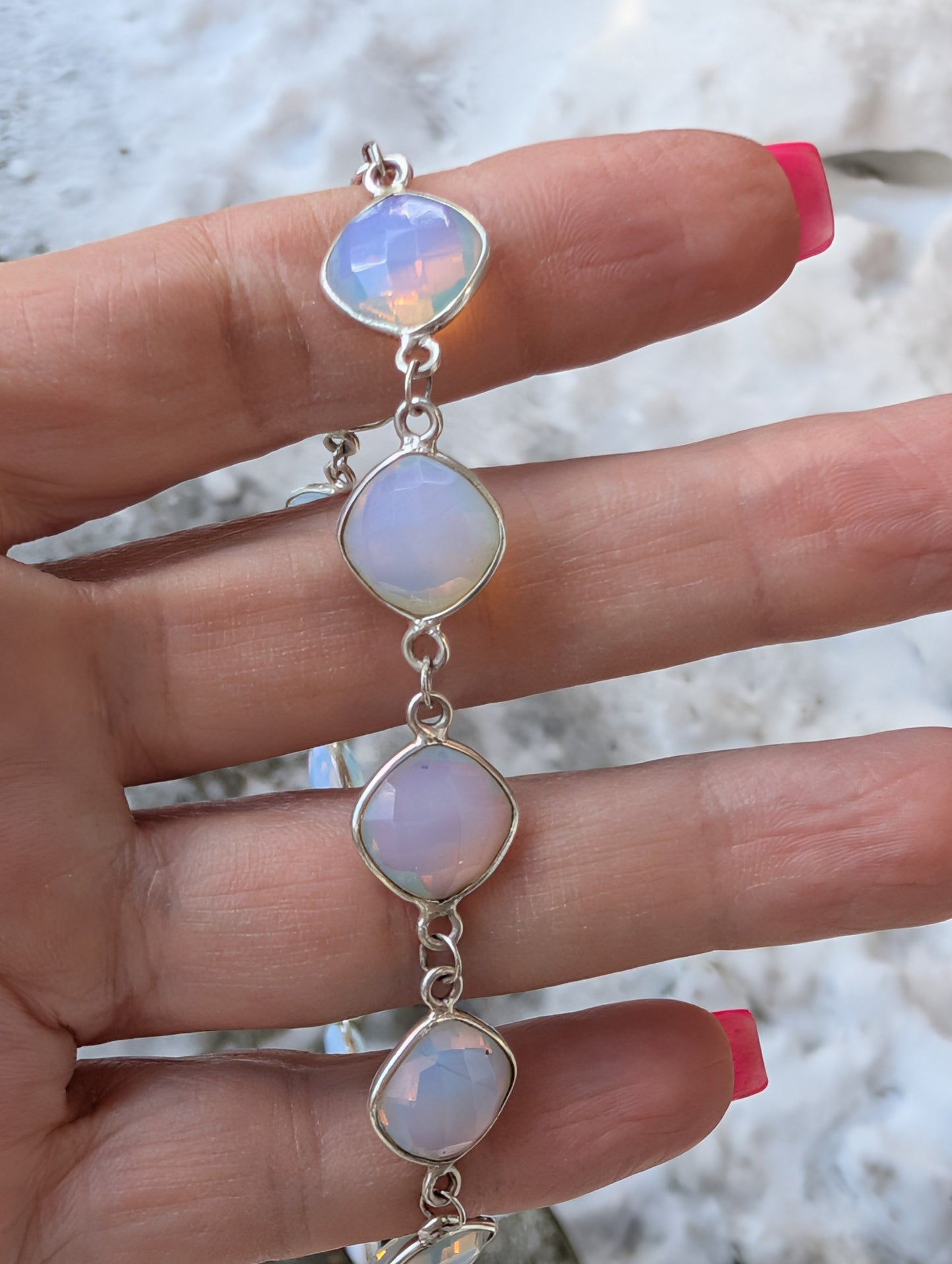 Opalite Anklet, Sterling Silver Anklet, Statement Jewelry