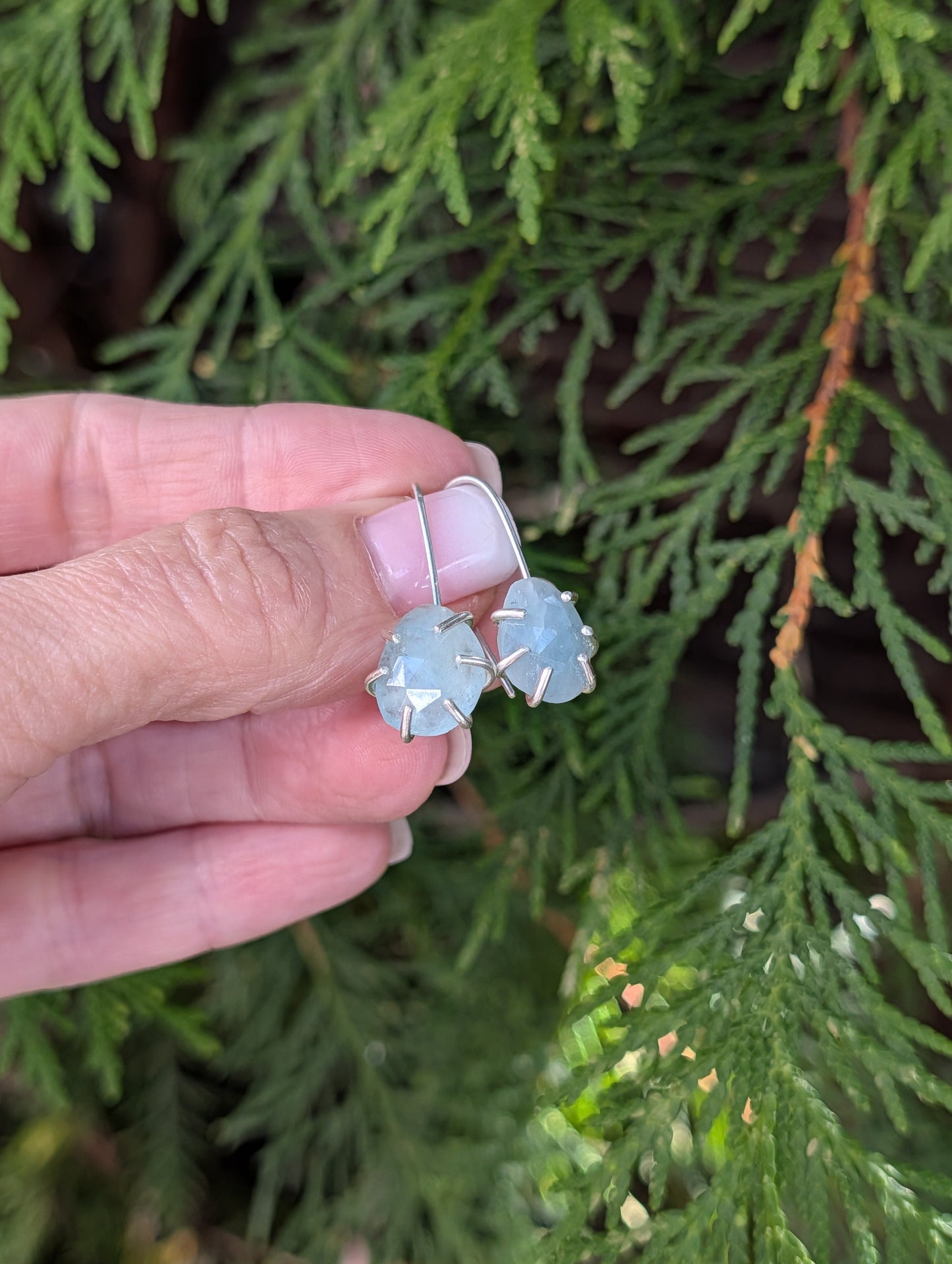 Tidal Grace Earrings – Aquamarine Beryl, Sterling Silver | Pair A